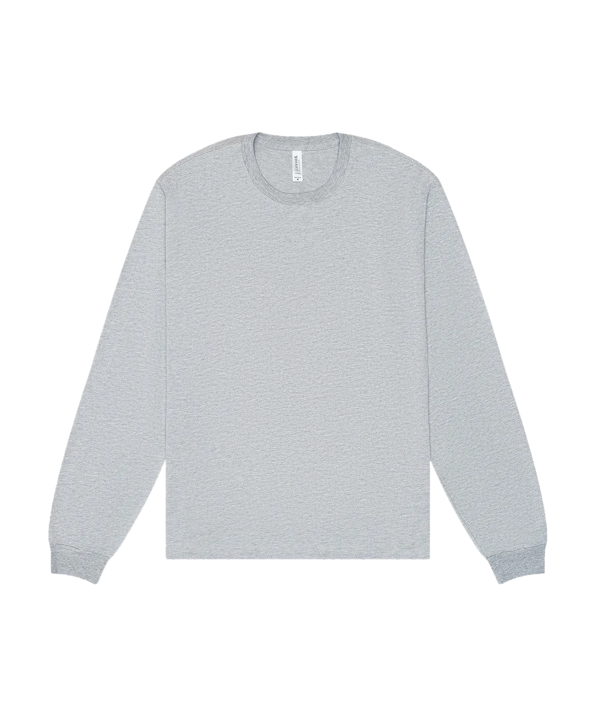T-shirt manches longues boxy personnalisé – Gris chiné – vue de face