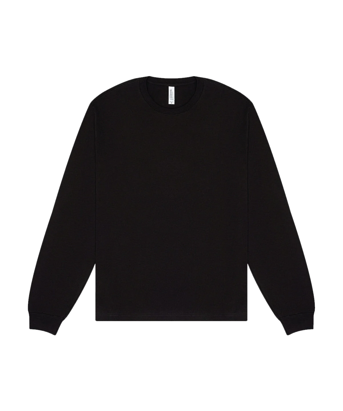 T-shirt manches longues boxy personnalisé – Noir – vue de face