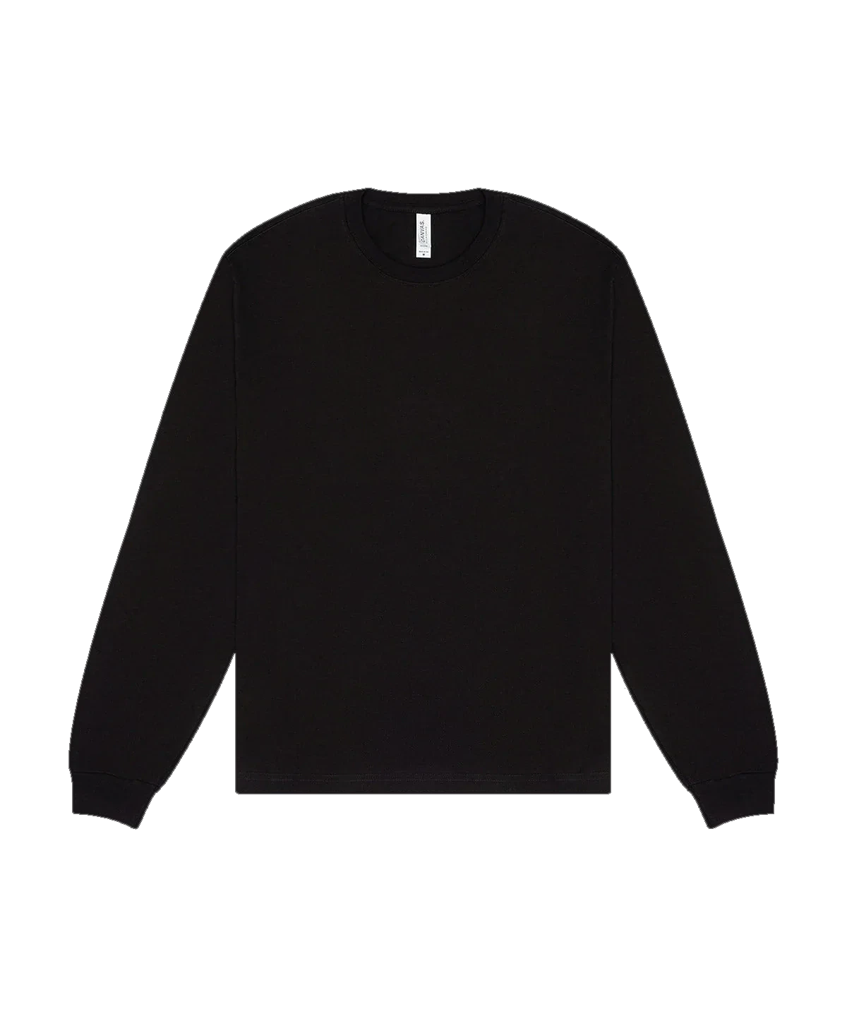 T-shirt manches longues boxy personnalisé – Noir – vue de face