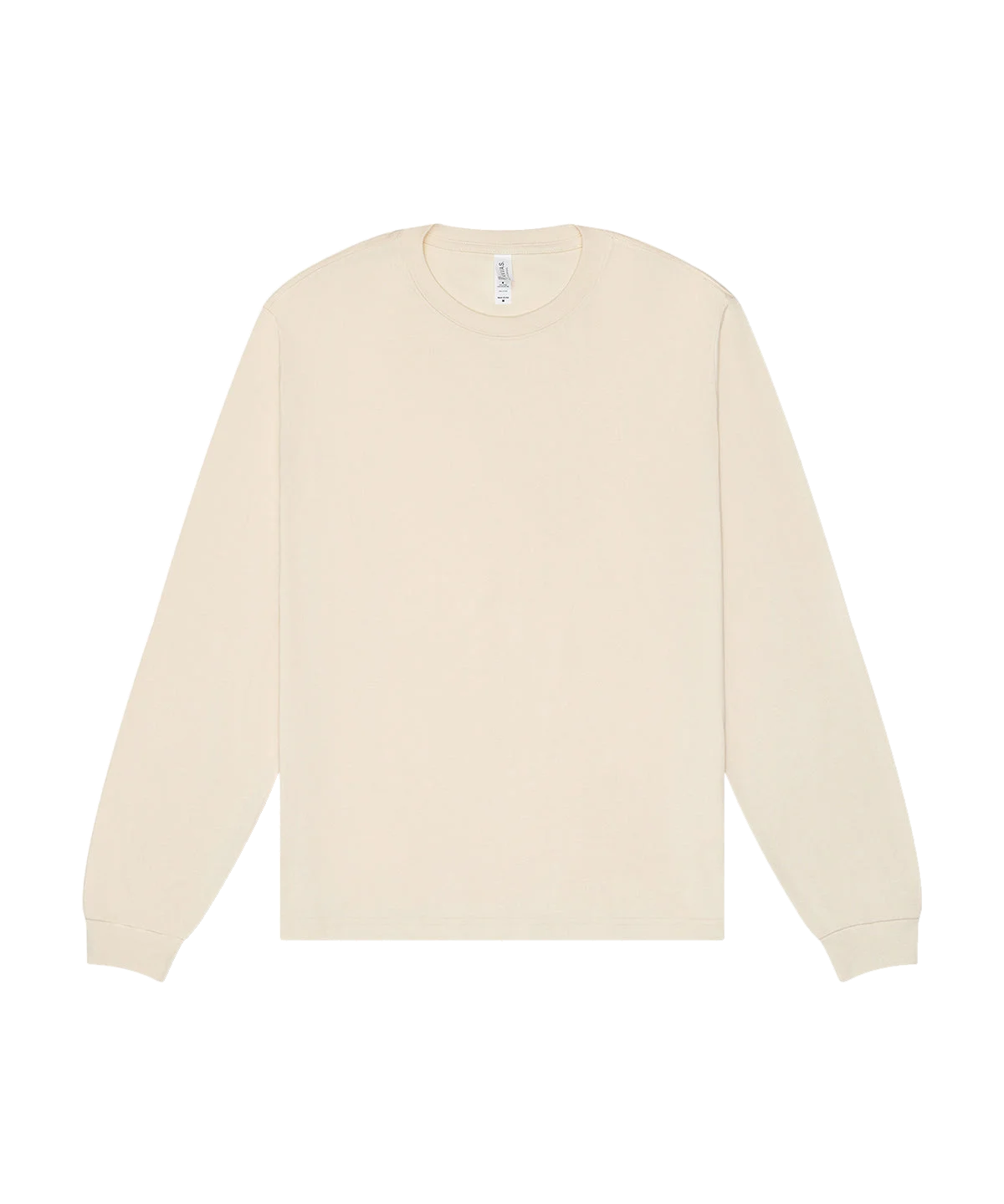 T-shirt manches longues boxy personnalisé – Naturel – vue de face