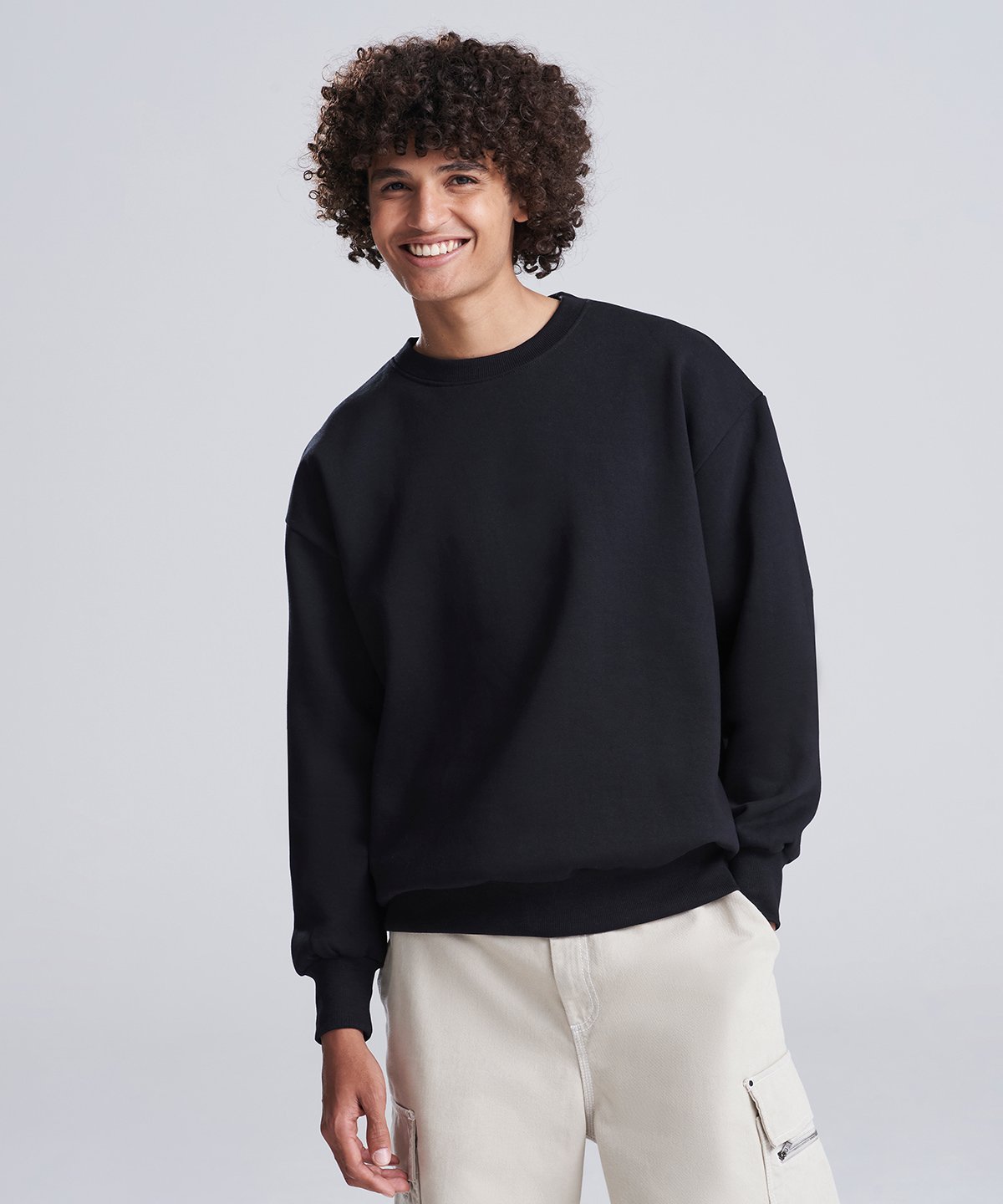 Sweat col rond épais oversize 440 g personnalisé – porté