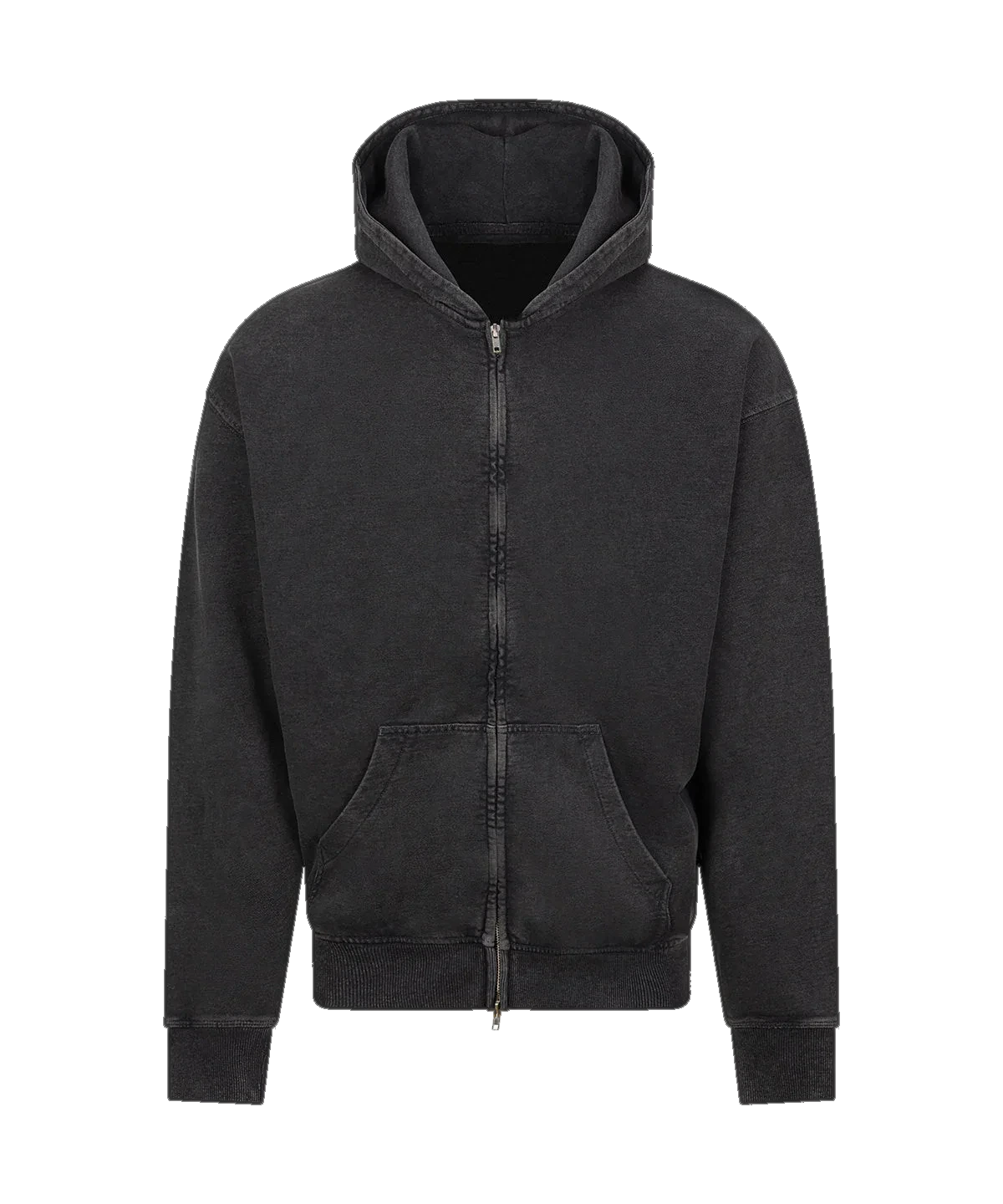 Personalised washed zip hoodie 380 g – Washed black – front view
