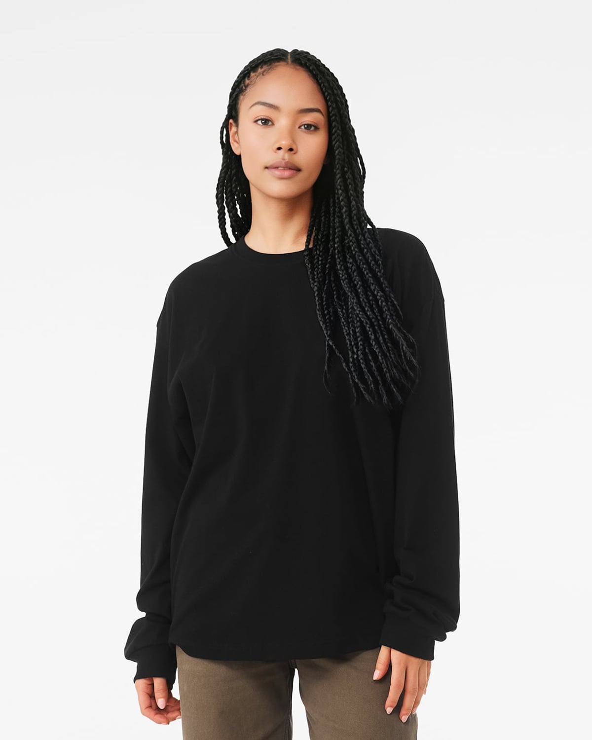 T-shirt manches longues boxy noir porté