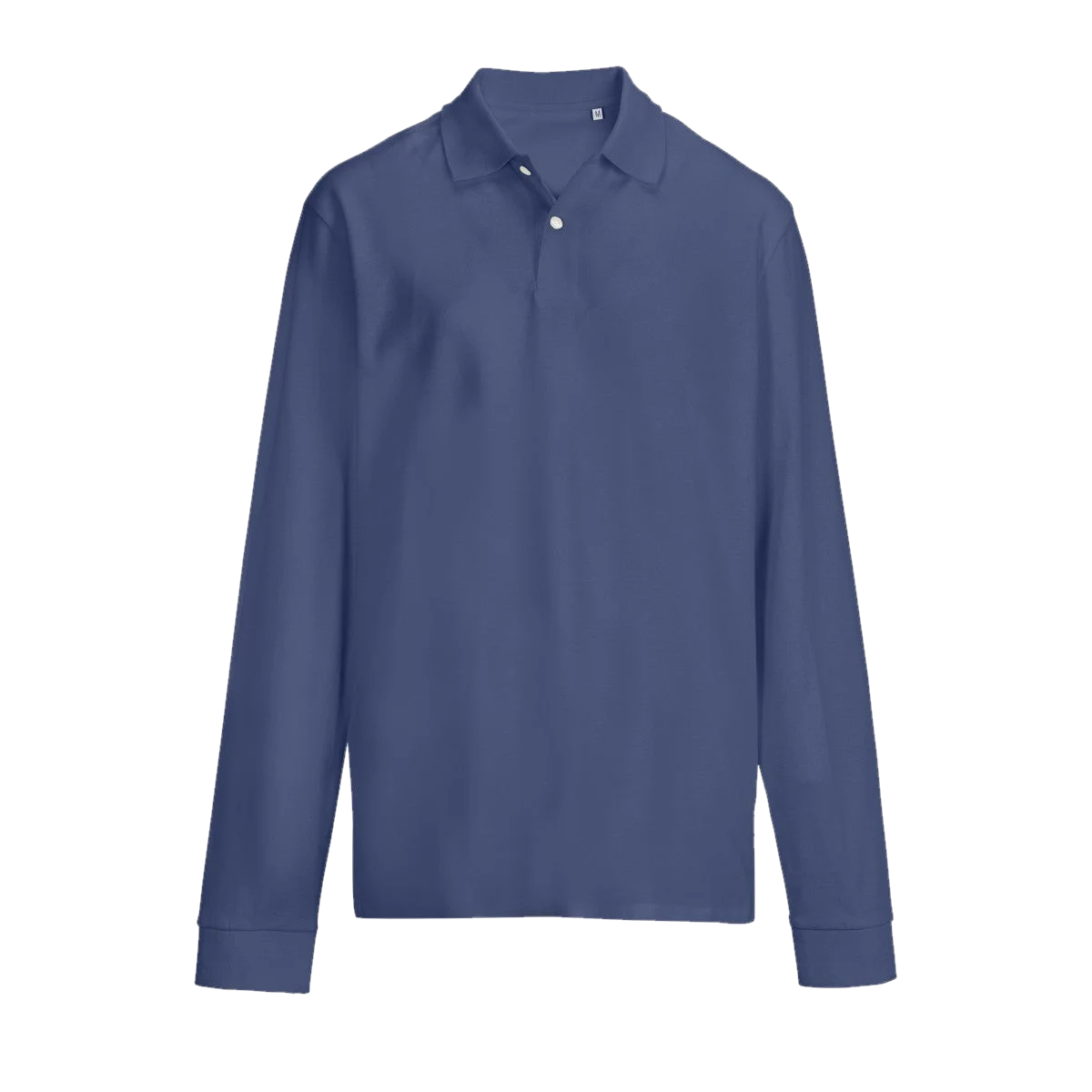 Polo manches longues piqué Bleu jean