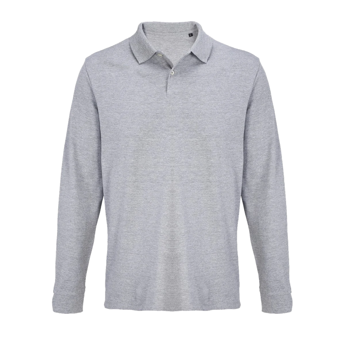 Polo manches longues piqué Gris chiné
