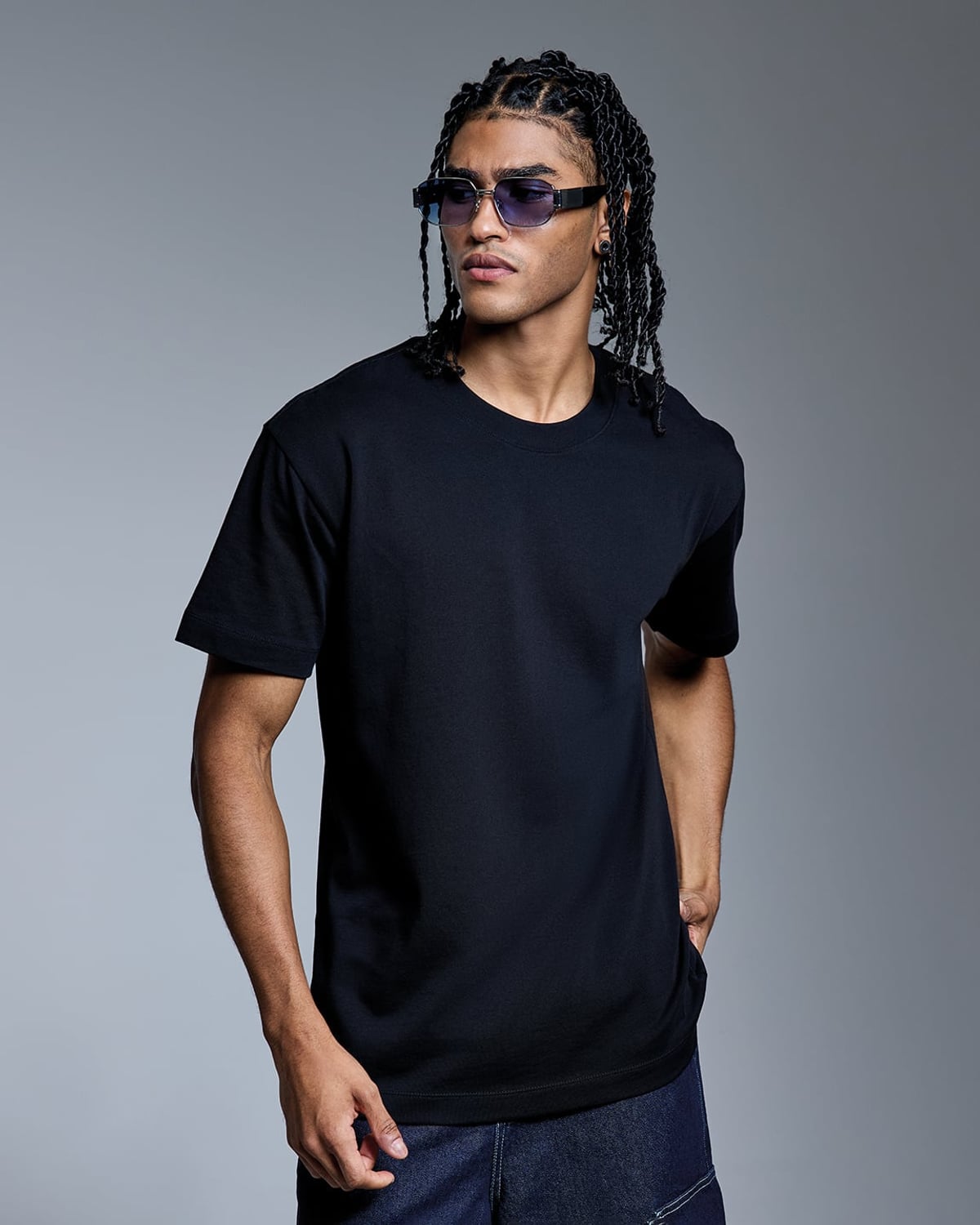 T-shirt extra épais 280 g noir porté