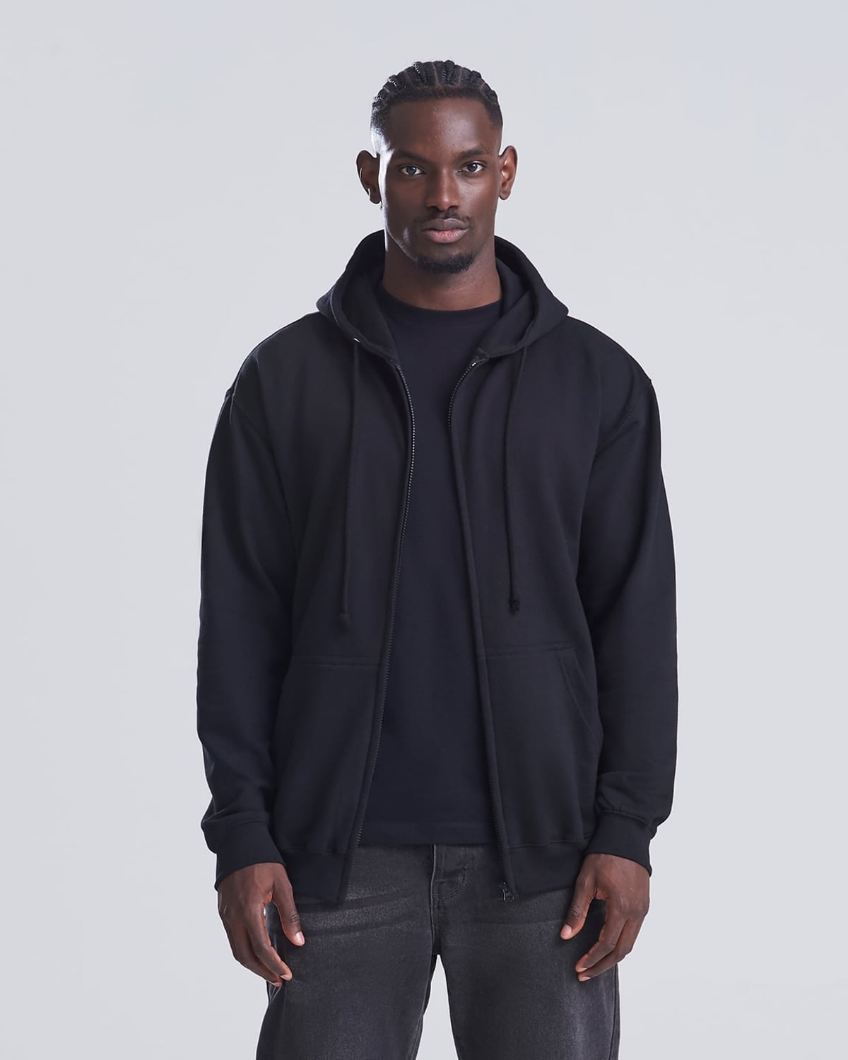 Zip hoodie classique 280 g noir porté