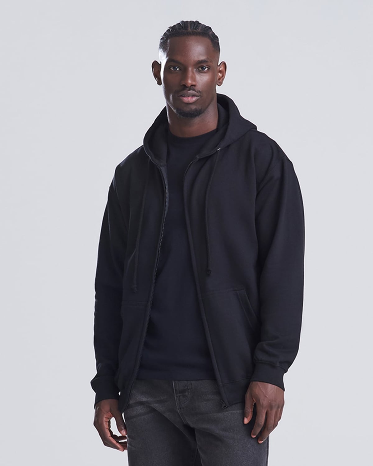 Zip hoodie classique 280 g noir porté
