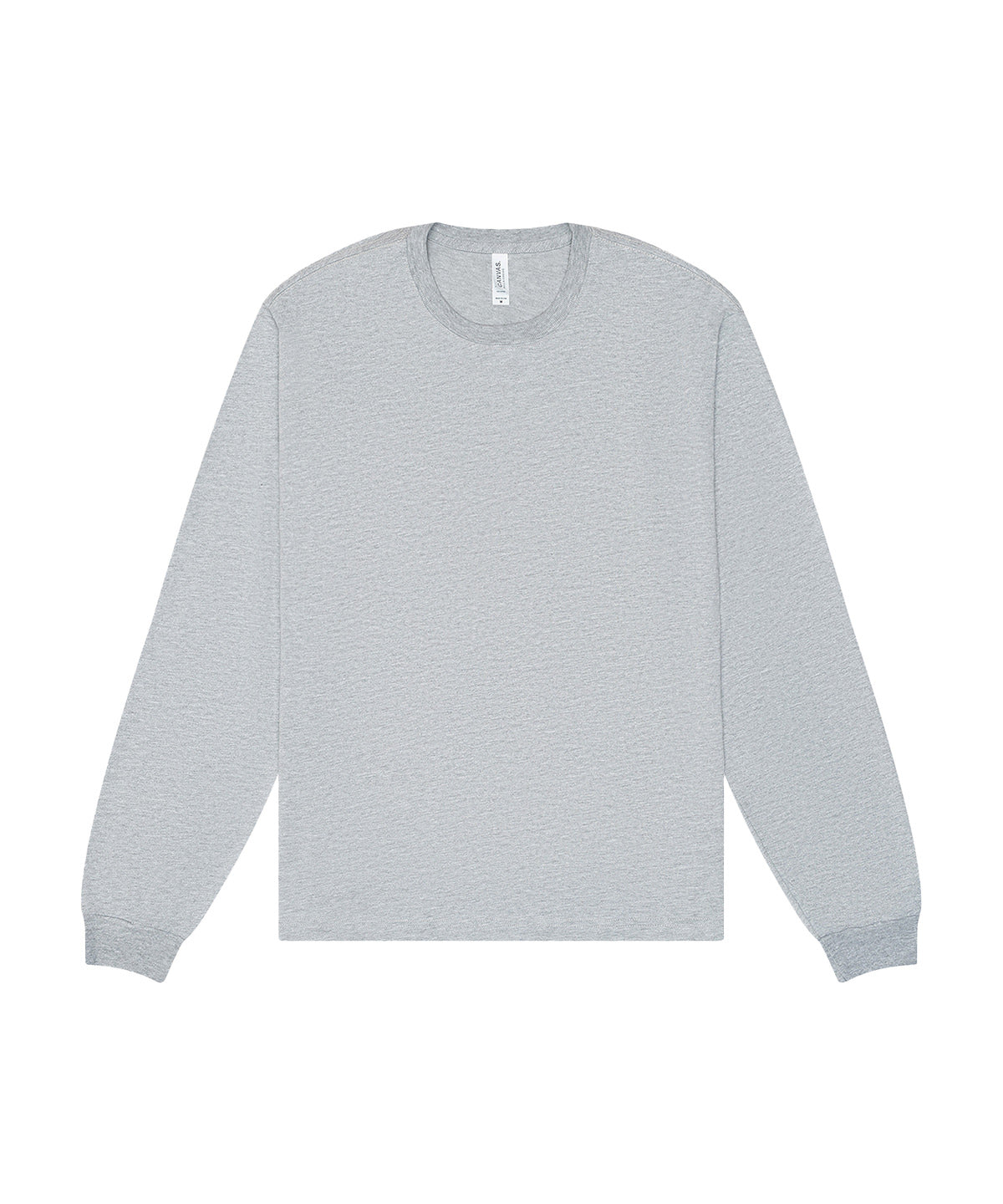 T-shirt manches longues boxy personnalisé – Gris chiné – vue de face