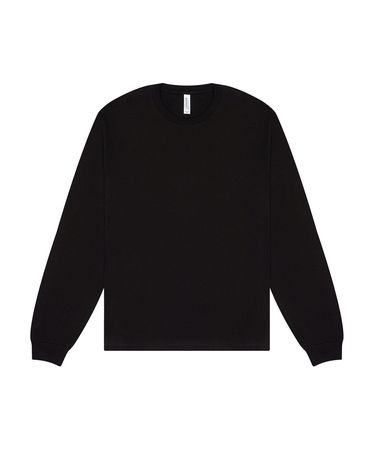 T-shirt manches longues boxy personnalisé – Noir – vue de face