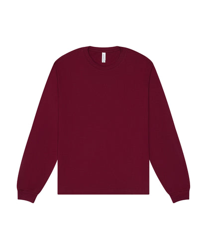 T-shirt manches longues boxy personnalisé – Bordeaux – vue de face