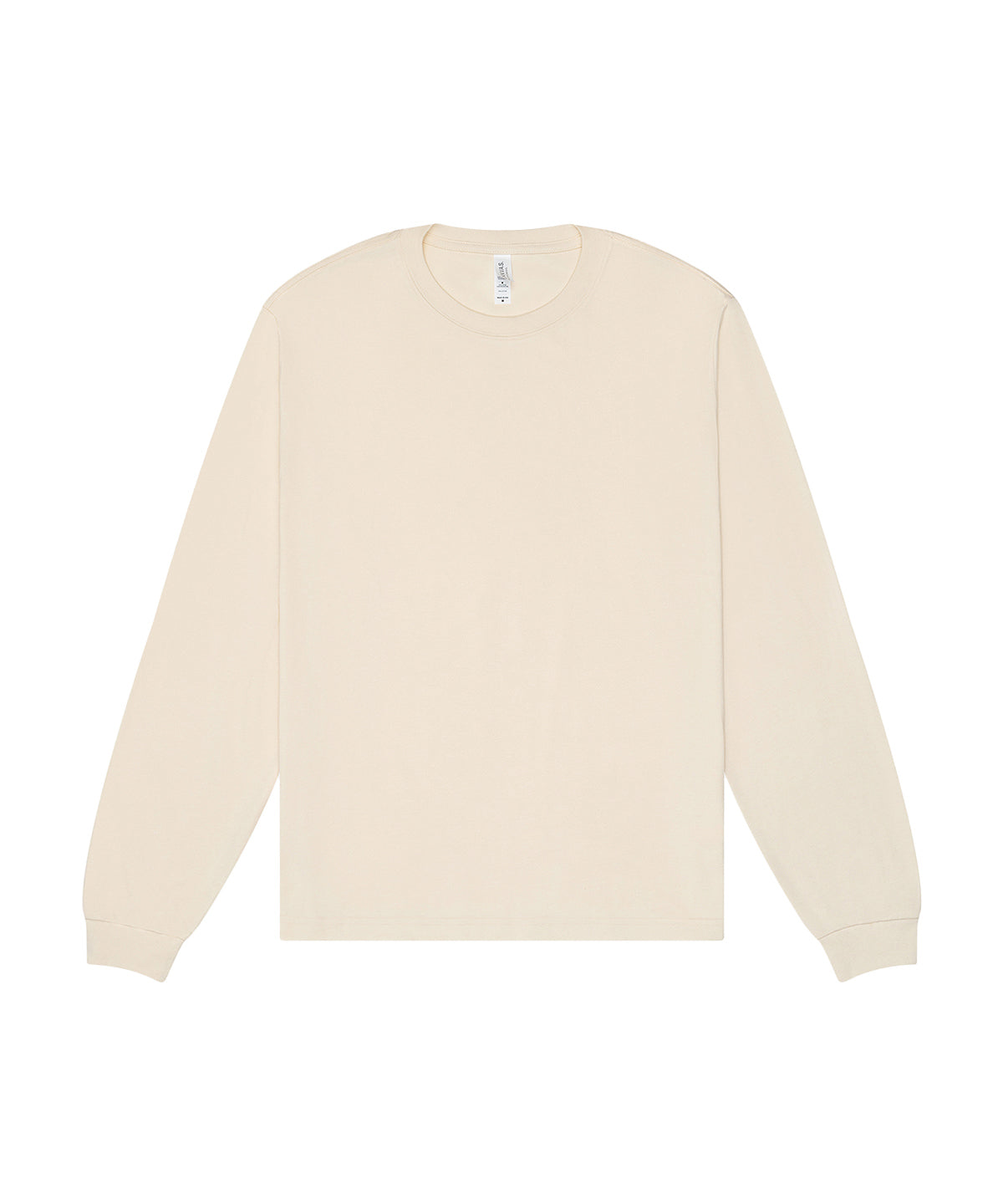 T-shirt manches longues boxy personnalisé – Naturel – vue de face