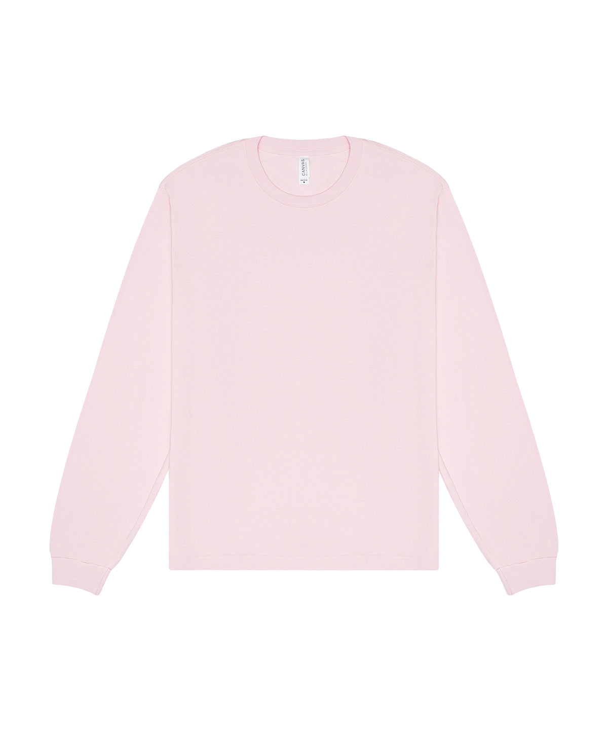 T-shirt manches longues boxy personnalisé – Rose pâle – vue de face