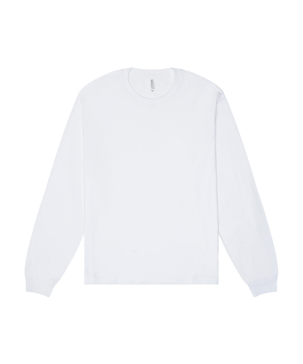 T-shirt manches longues boxy personnalisé – Blanc – vue de face