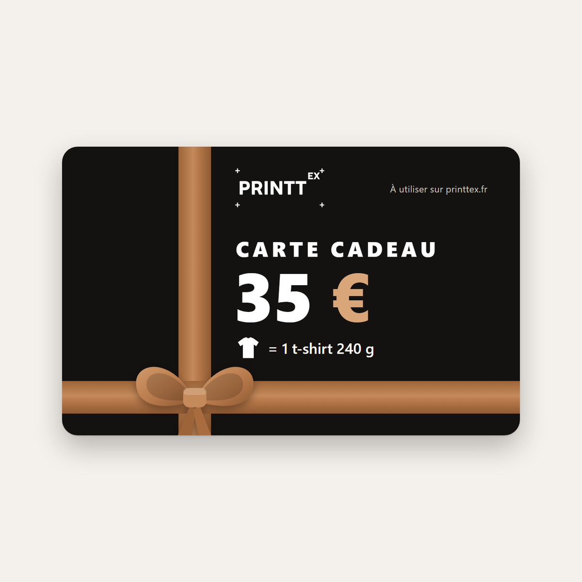 Carte cadeau Printtex 35 €, par exemple un t-shirt 240 g personnalisé