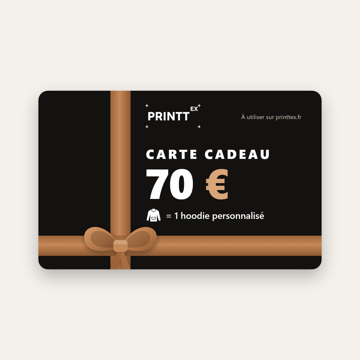 Carte cadeau Printtex 70 €, par exemple un hoodie personnalisé