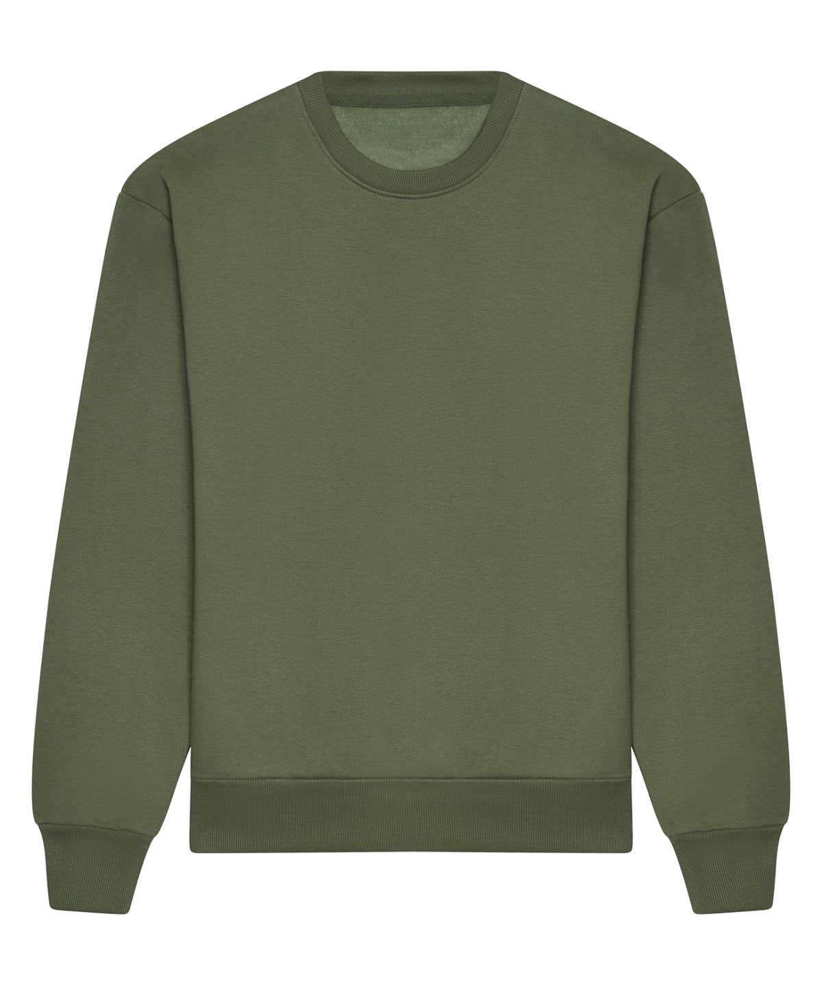 Sweat col rond épais oversize 440 g personnalisé – Vert terre – vue de face