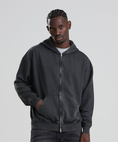 Zip hoodie délavé 380 g personnalisé – porté