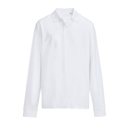 Polo manches longues piqué Blanc
