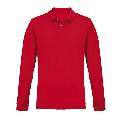 Polo manches longues piqué Rouge
