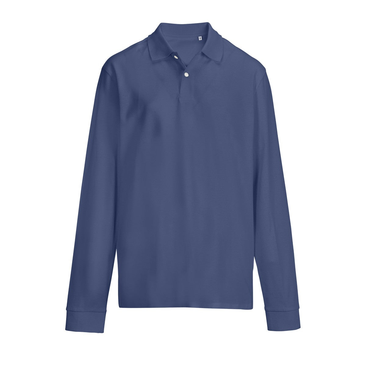 Polo manches longues piqué Bleu jean
