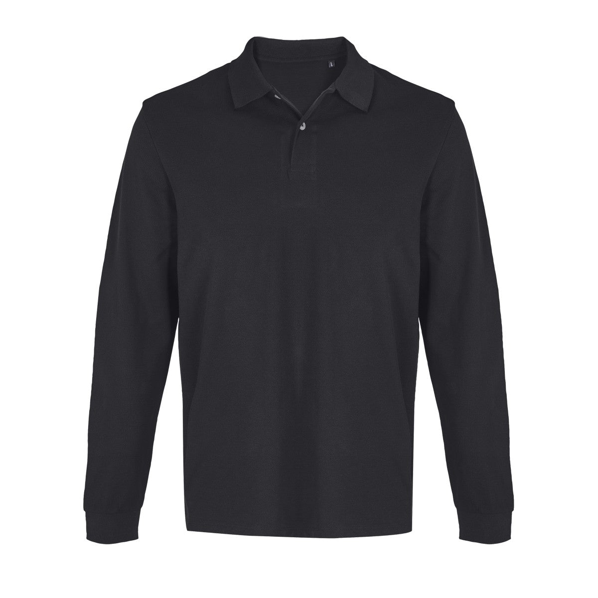 Polo manches longues piqué Noir
