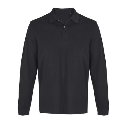 Polo manches longues piqué Noir