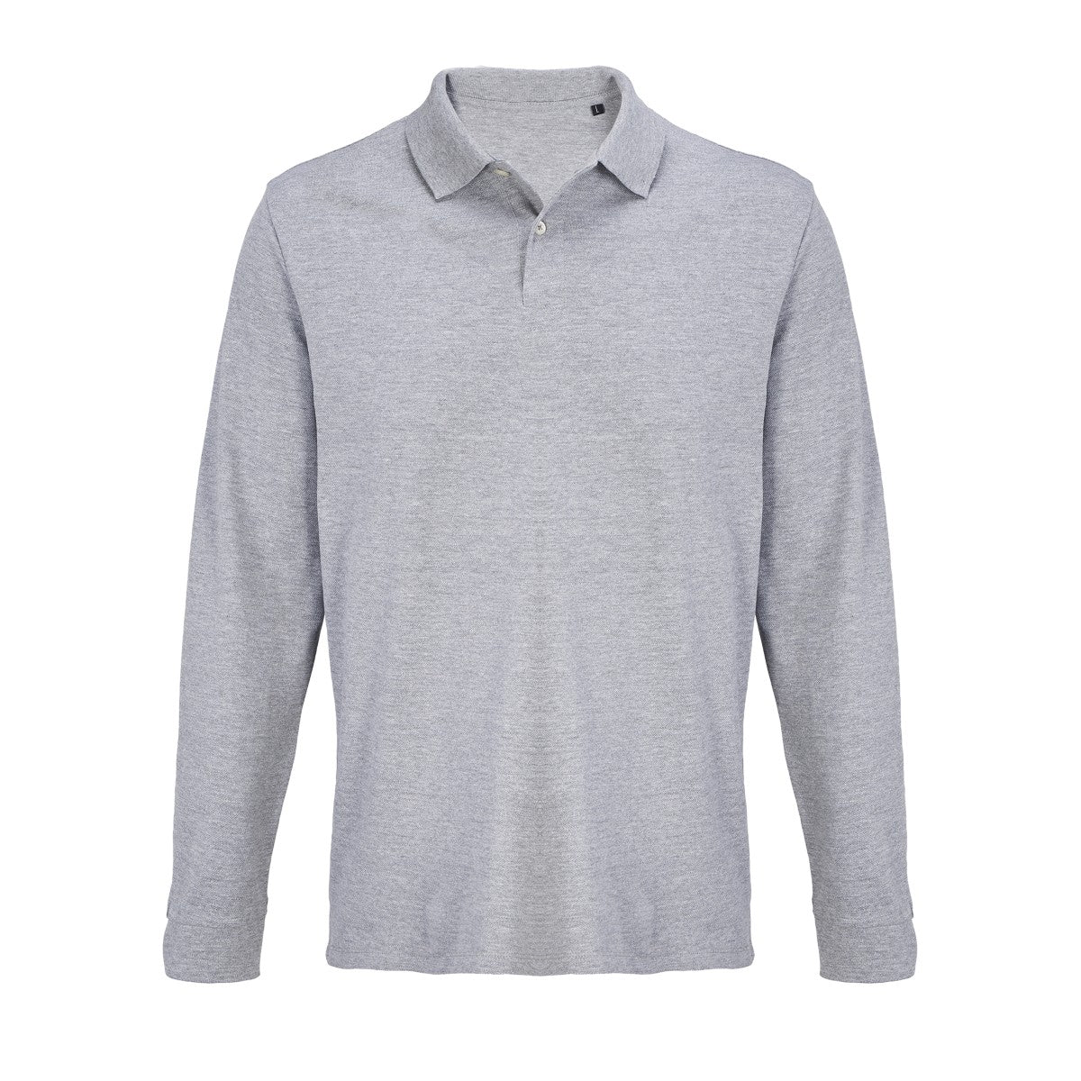 Polo manches longues piqué Gris chiné