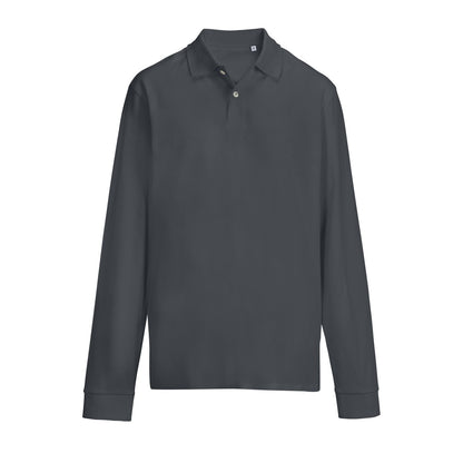 Polo manches longues piqué Gris souris