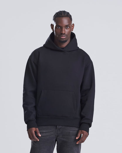 Hoodie épais boxy 440 g noir porté