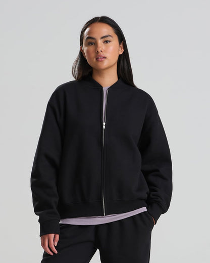 Sweat bomber épais 440 g noir porté
