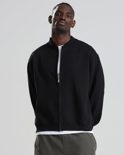 Sweat bomber épais 440 g noir porté