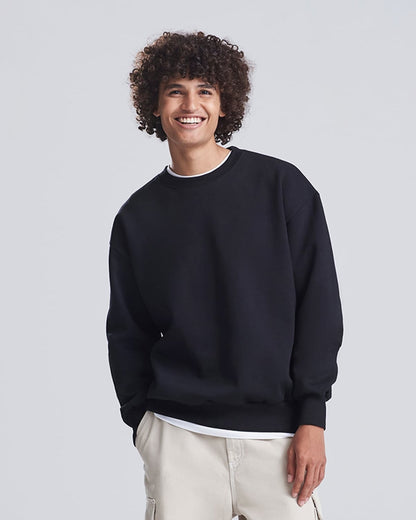 Sweat col rond épais oversize 440 g noir porté