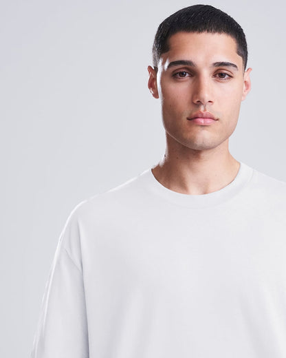 T-shirt oversize boxy 240 g blanc porté