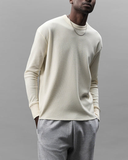 T-shirt thermal gaufré manches longues naturel porté