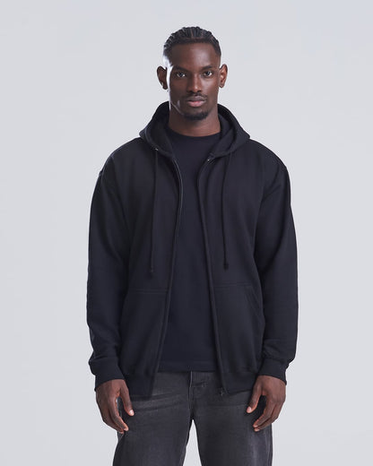 Zip hoodie classique 280 g noir porté