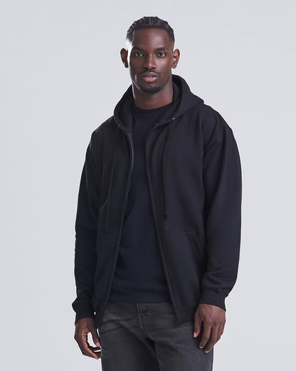 Zip hoodie classique 280 g noir porté