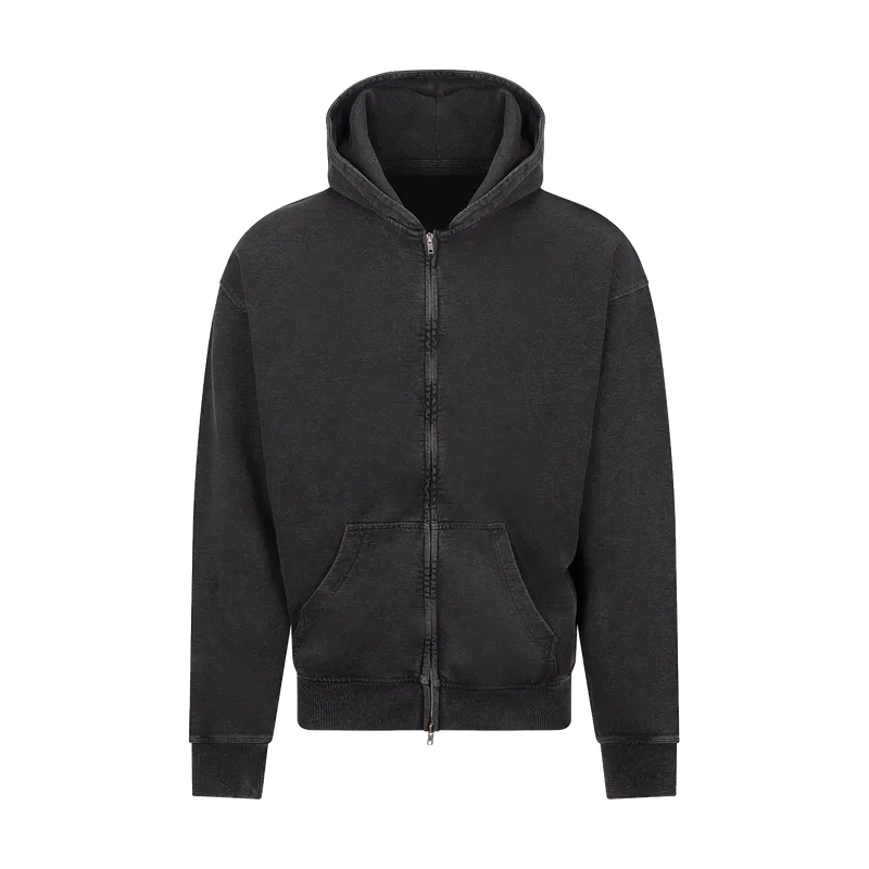 Zip hoodie délavé 380 g
